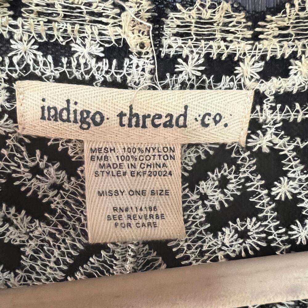 Indigo Thread Co Black Mesh Lace Kimono Cover Up One Size - Picture 15 of 15